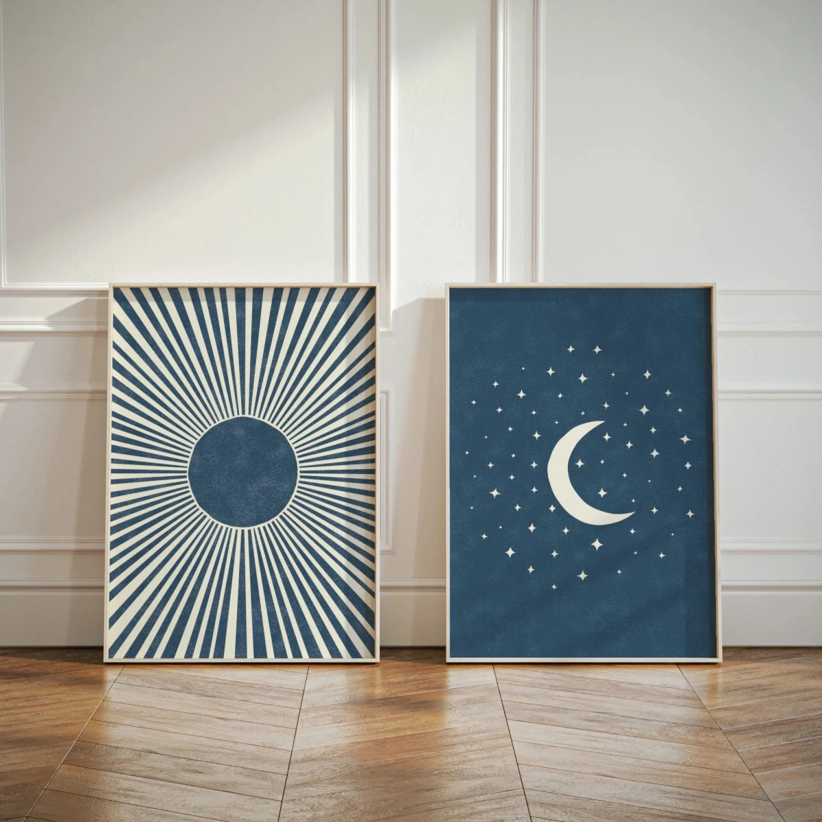 Boho Sun & Moon Canvas Art Set of 2