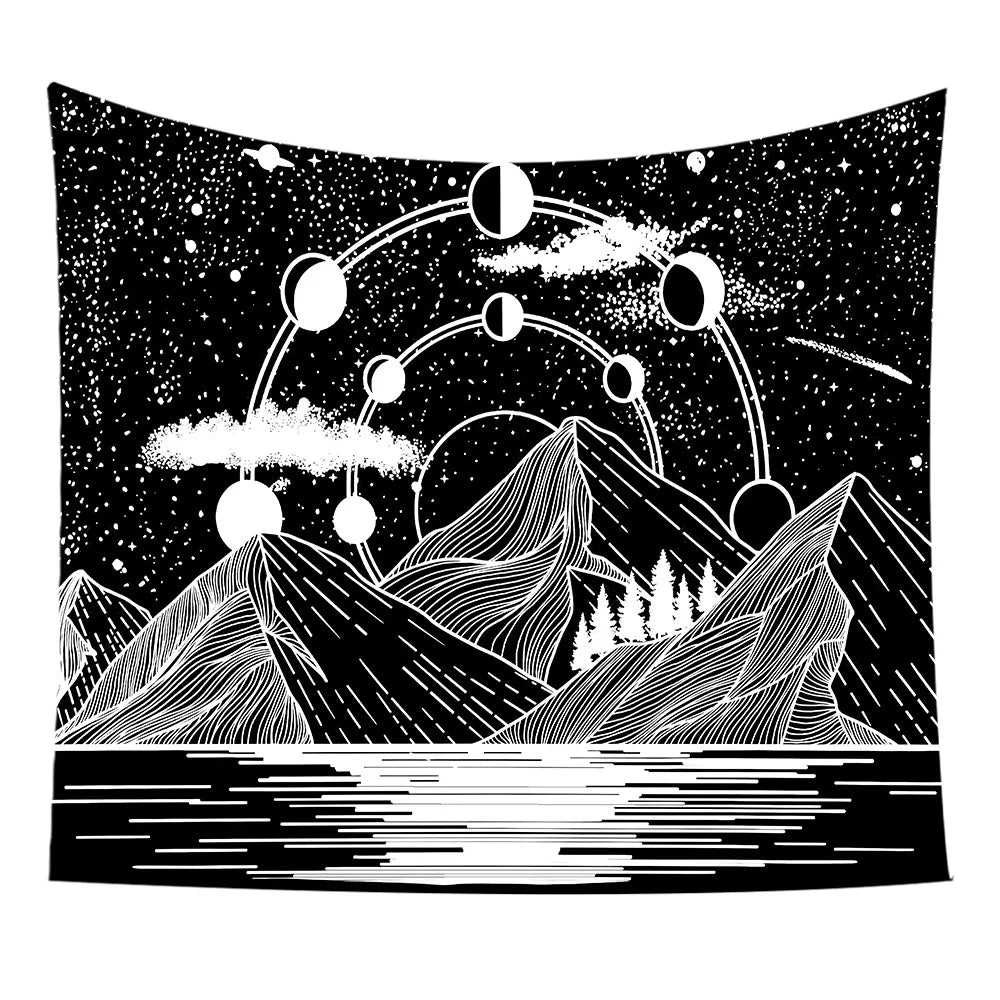 Star and Moon Embroidered Tapestry