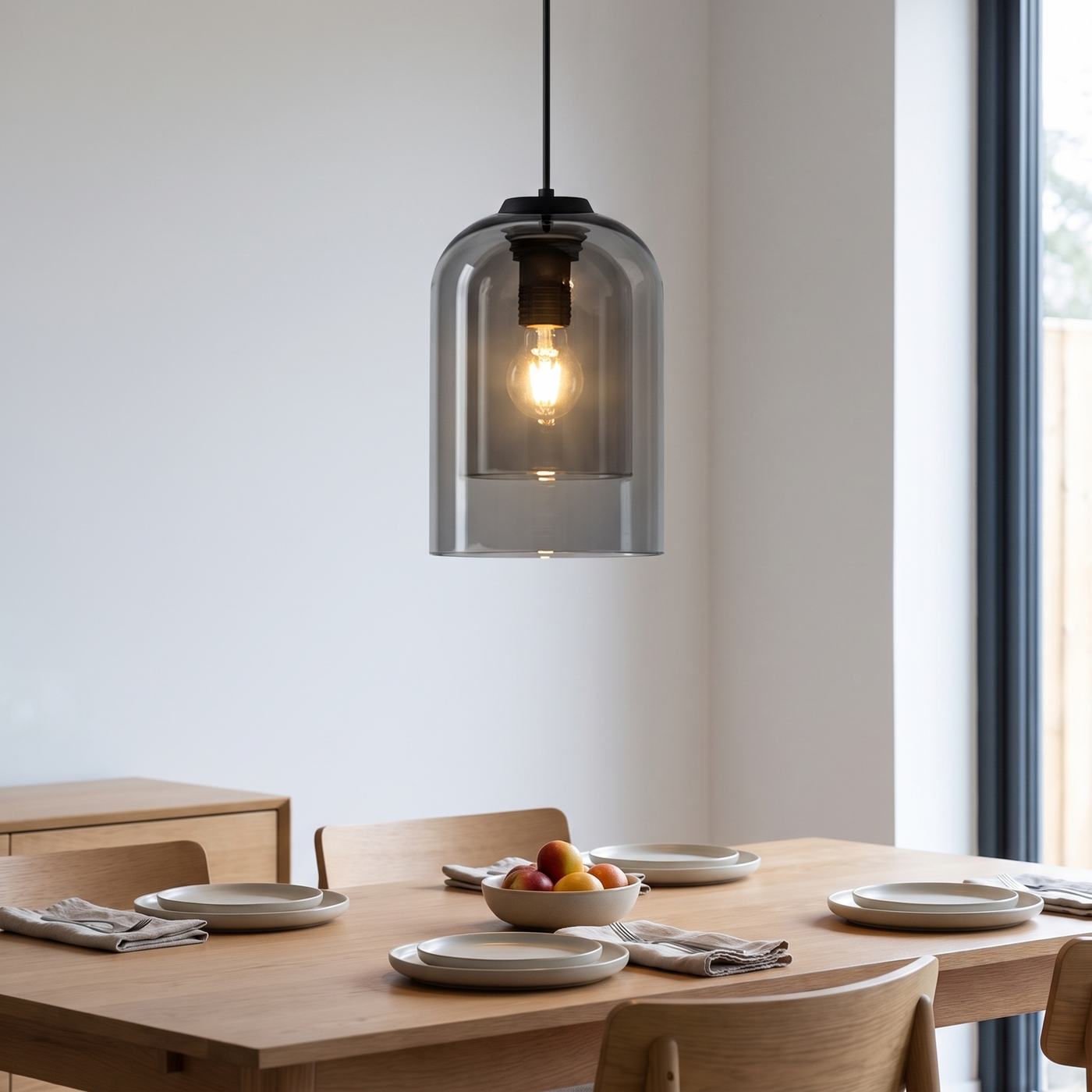 Nordic Glass Pendant Light - Grey / Warm White