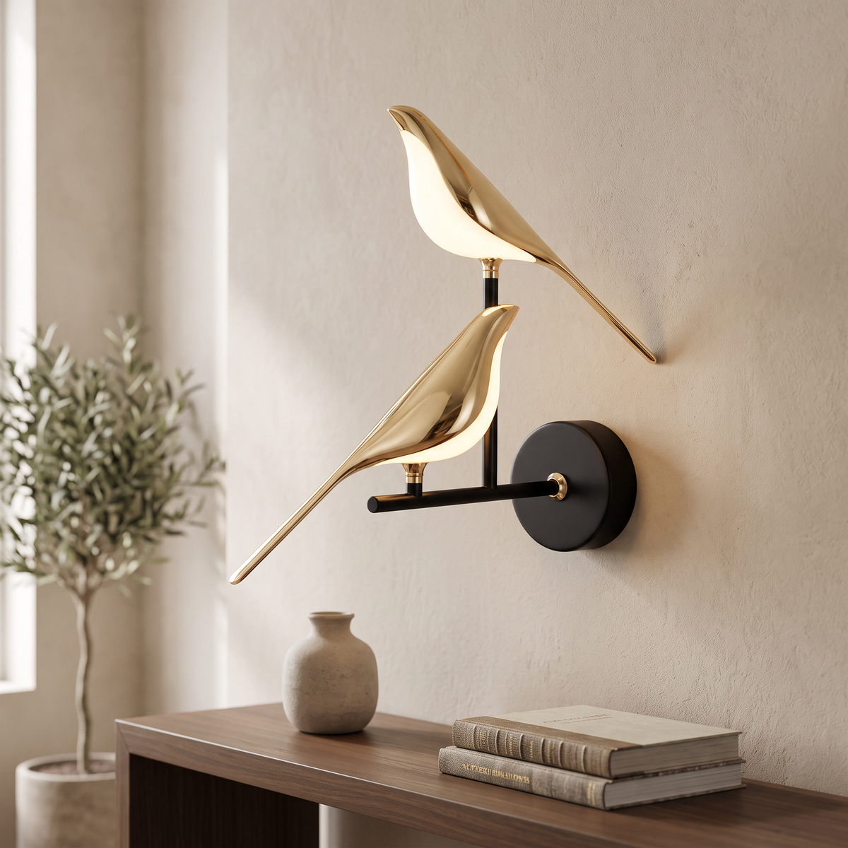 Magpie Bird Wall Sconce - 2 Birds / 4000K