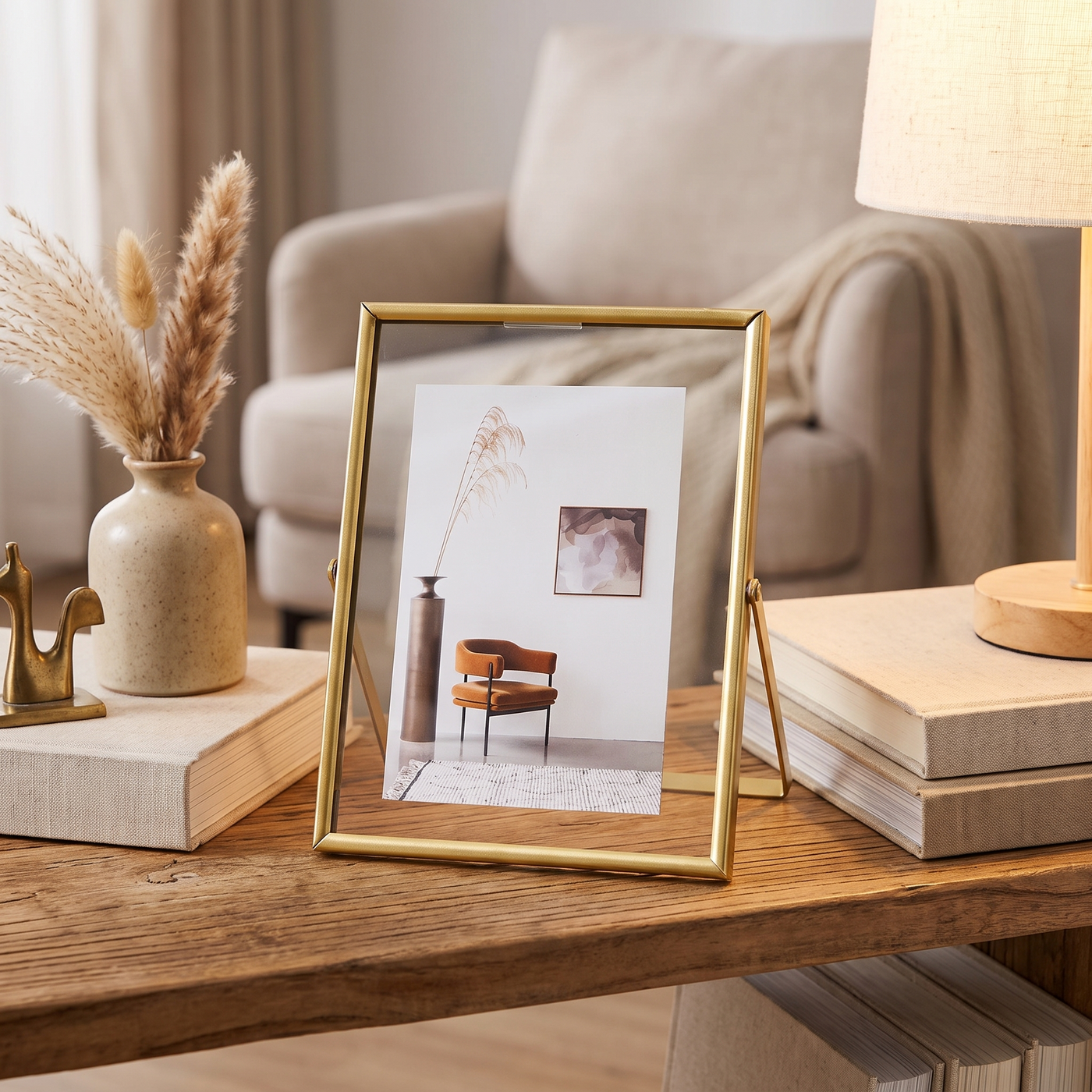 Folding Metal Photo Frame - Golden / 6inch