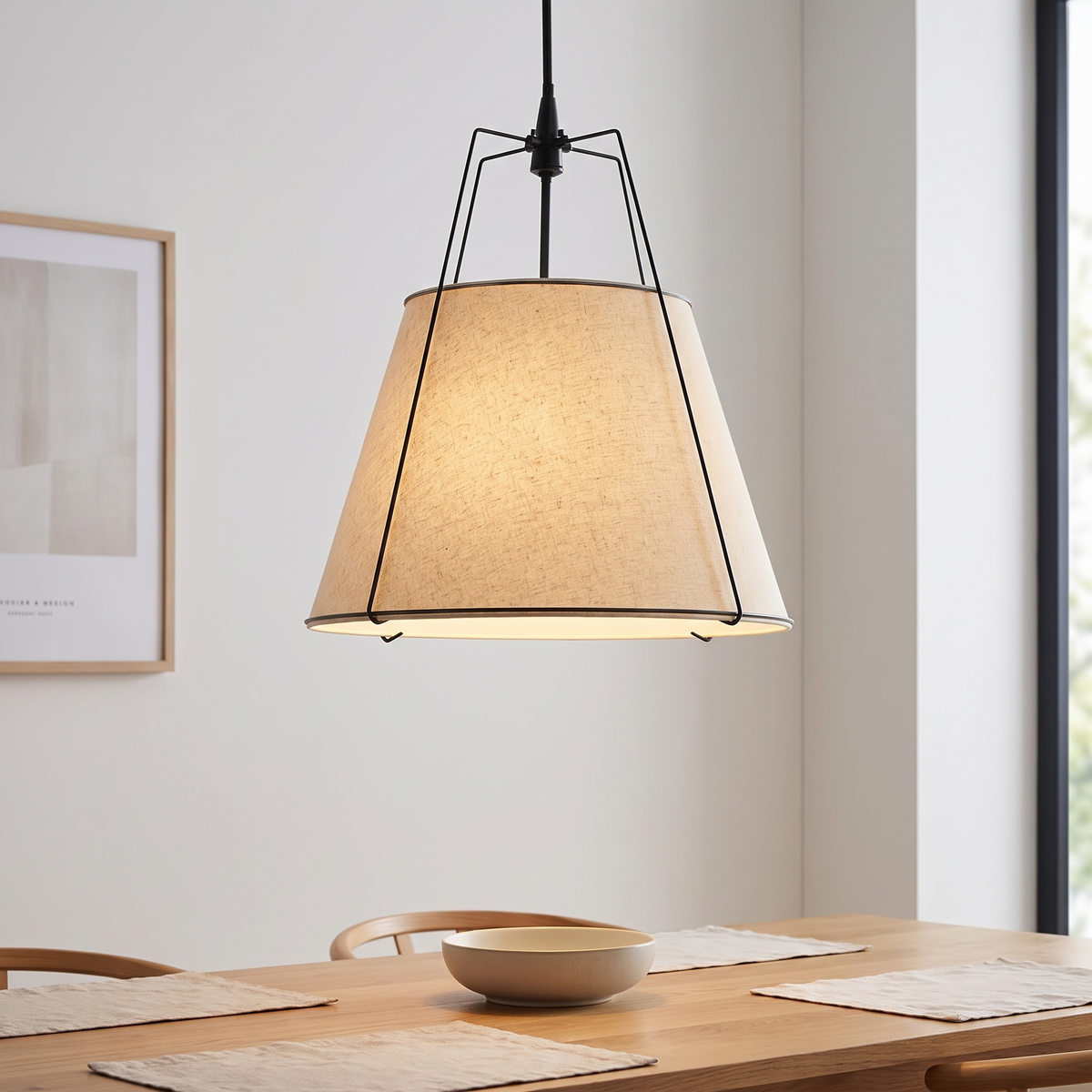 Minimalist Fabric Pendant Light - Black