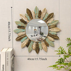 Round Feather Wall Mirror