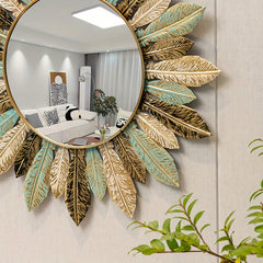 Round Feather Wall Mirror