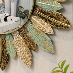 Round Feather Wall Mirror