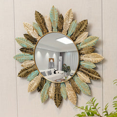 Round Feather Wall Mirror