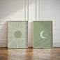 Boho Sun & Moon Canvas Art Set of 2