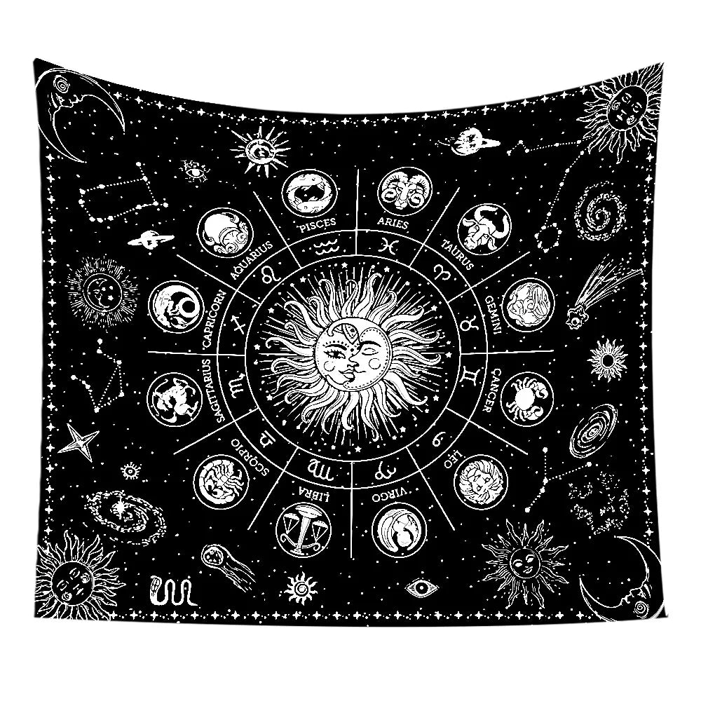 Star and Moon Embroidered Tapestry