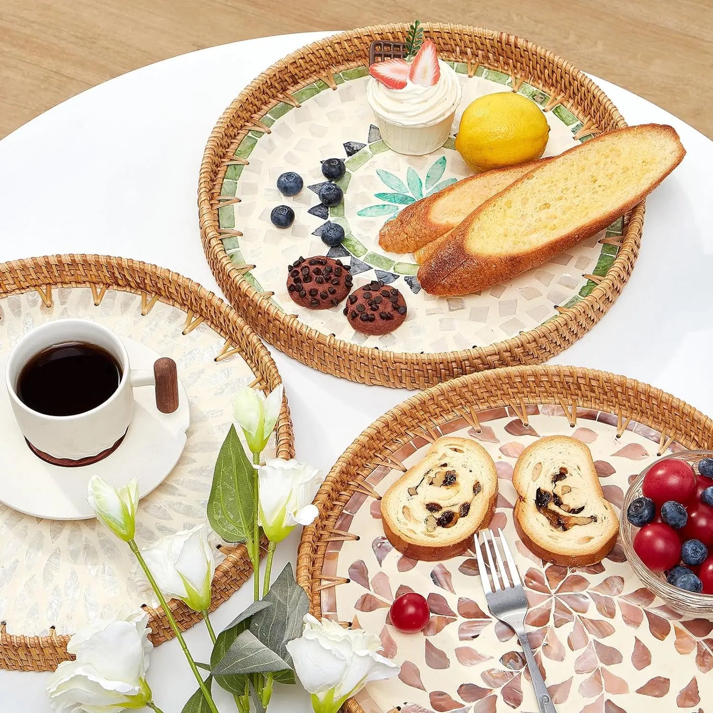 Round Rattan Serving Tray