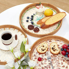Round Rattan Serving Tray