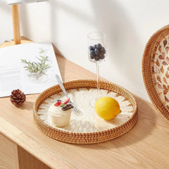 Round Rattan Serving Tray
