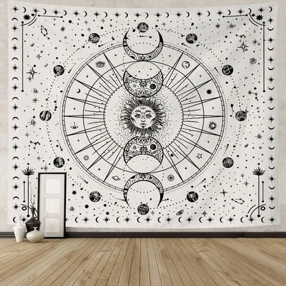 Star and Moon Embroidered Tapestry