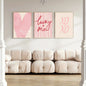Pink Heart Canvas Wall Art Set of 3