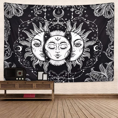 Star and Moon Embroidered Tapestry