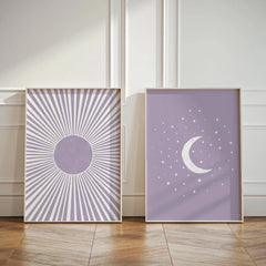 Boho Sun & Moon Canvas Art Set of 2