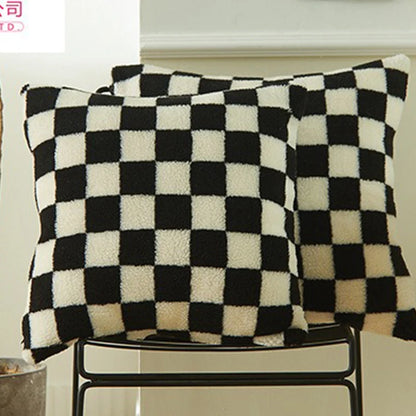 Black Faux Fur Throw Pillow Cover
