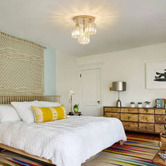 Gold Crystal Semi-Flush Ceiling Light