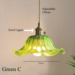 Vintage Petal Glass Pendant Light