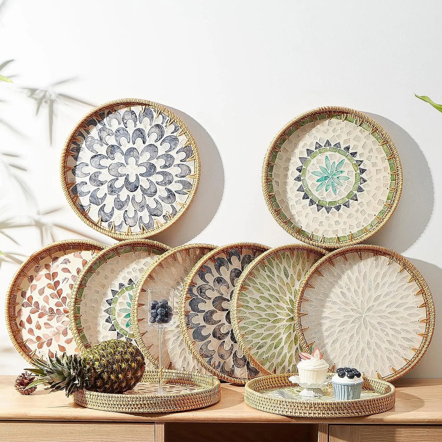 Round Rattan Serving Tray