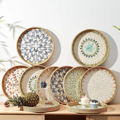 Round Rattan Serving Tray