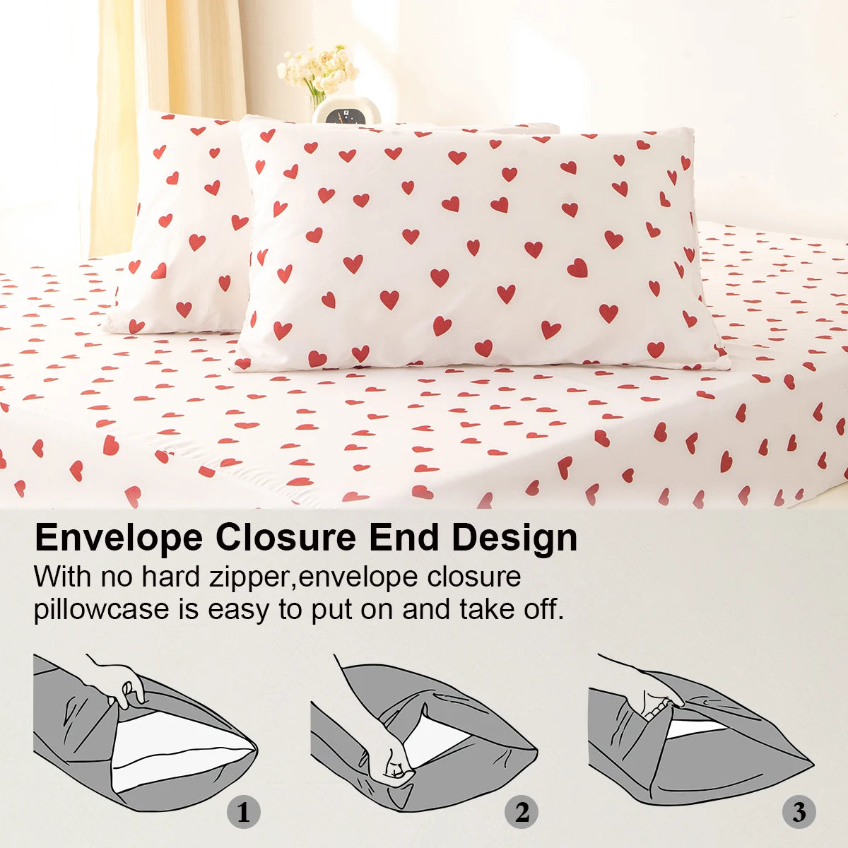 Red Heart Duvet Cover Set