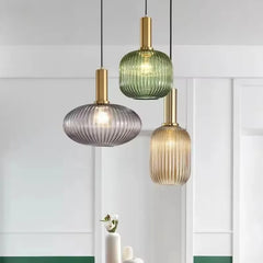 Ribbed Glass Pendant Light