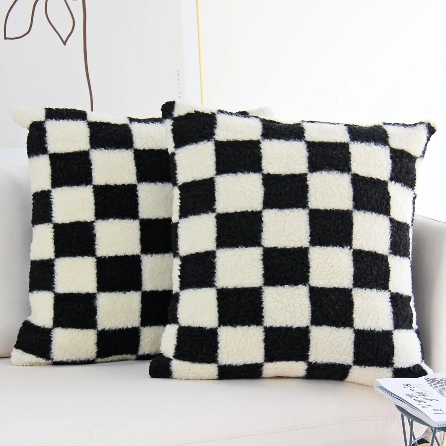 Black Faux Fur Throw Pillow Cover