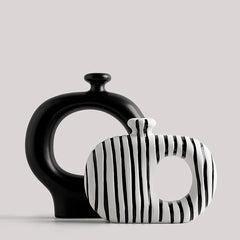 Zebra Stripe Ceramic Vase