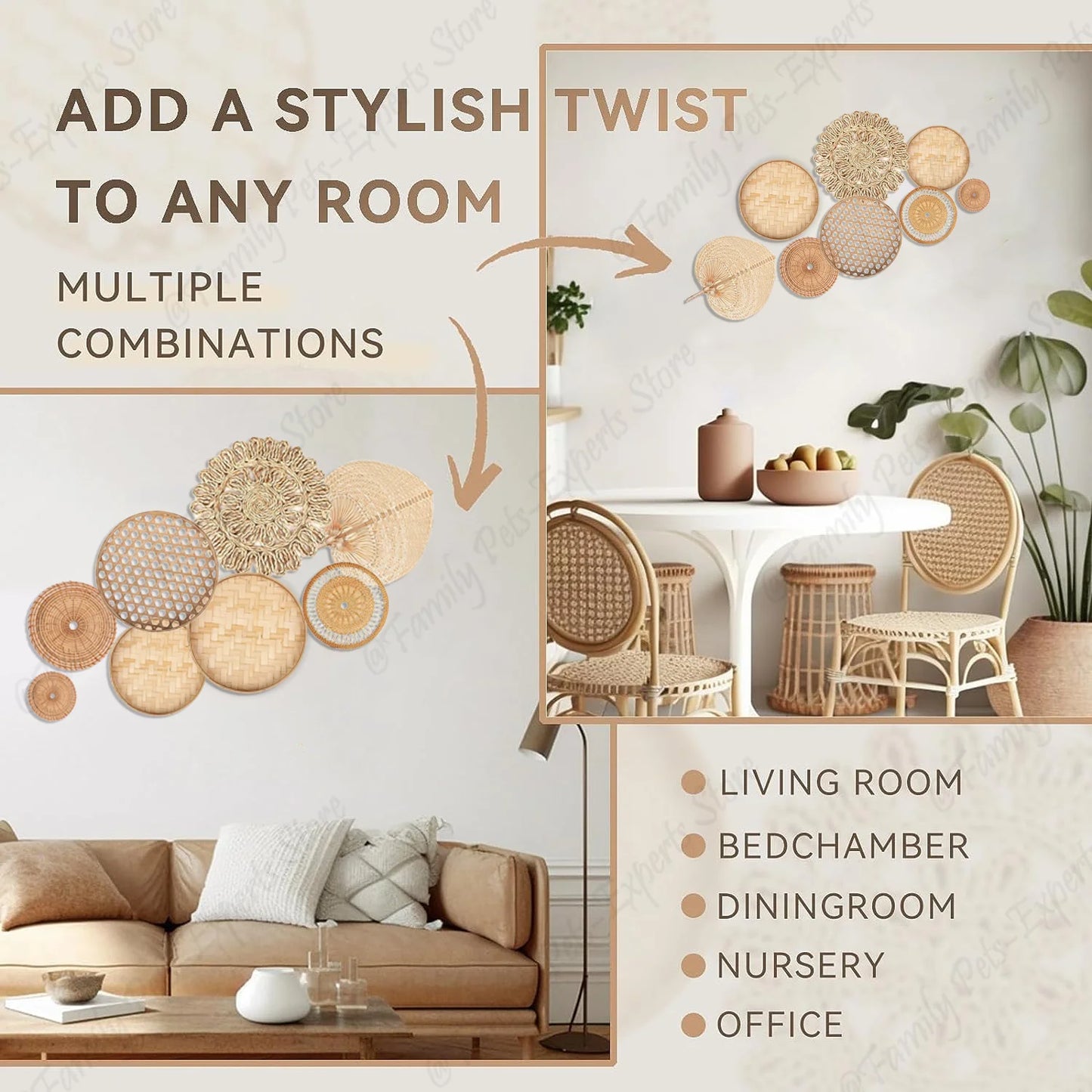 Natural Wall Basket Set