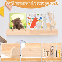 Scalloped Wood Wall Storage Shelf Set