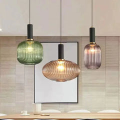 Ribbed Glass Pendant Light