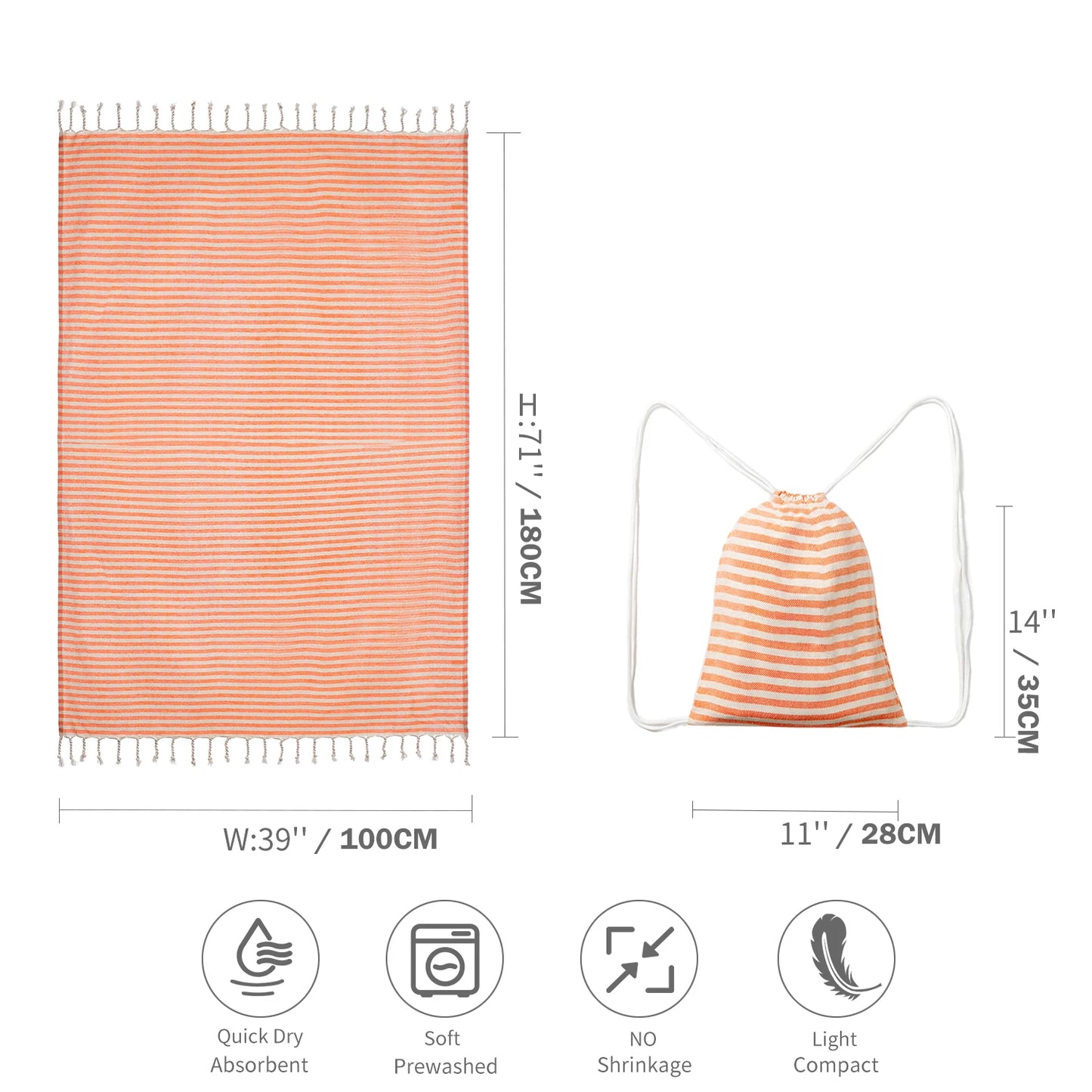 Turkish Cotton Striped Spa Bath Towel