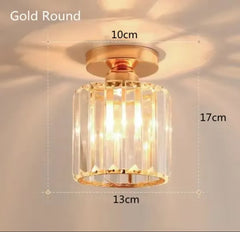 Gold Crystal Semi-Flush Ceiling Light