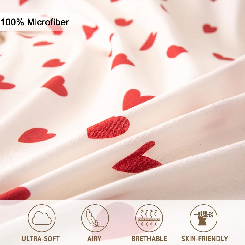Red Heart Duvet Cover Set