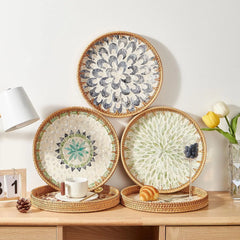 Round Rattan Serving Tray