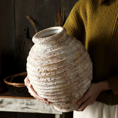 Retro Clay Pottery Vase 21.5cm