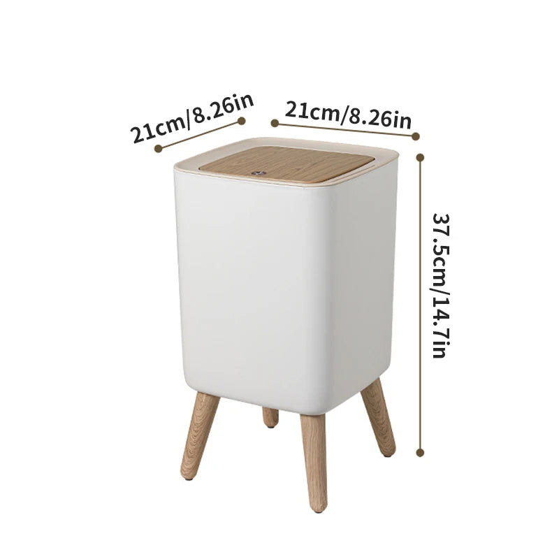 Wood Grain Press-Top Waste Bin