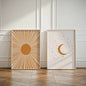 Boho Sun & Moon Canvas Art Set of 2