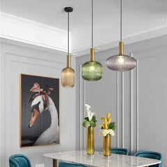 Ribbed Glass Pendant Light