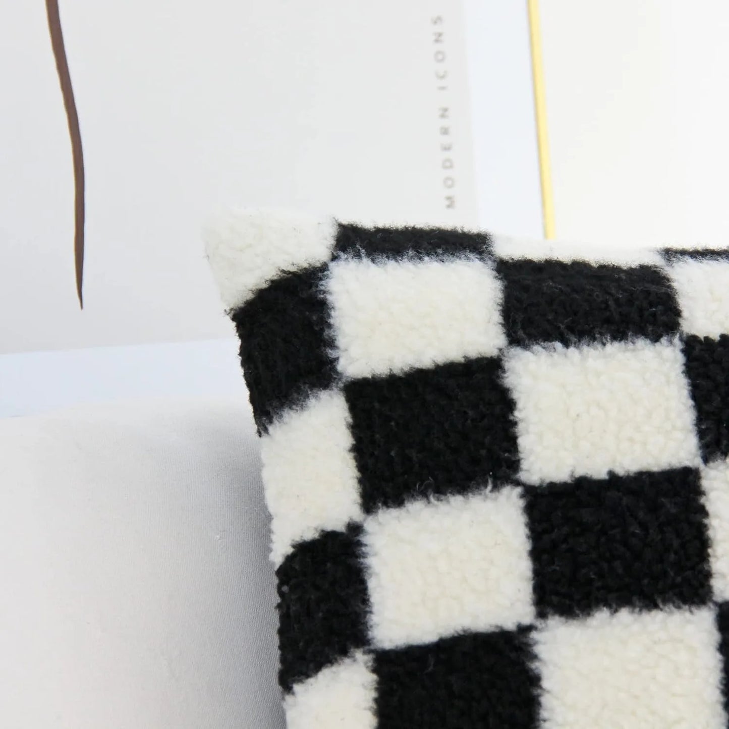 Black Faux Fur Throw Pillow Cover