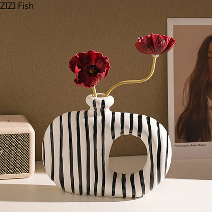 Zebra Stripe Ceramic Vase
