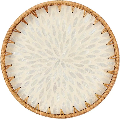 Round Rattan Serving Tray