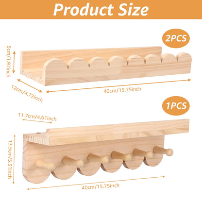 Scalloped Wood Wall Storage Shelf Set
