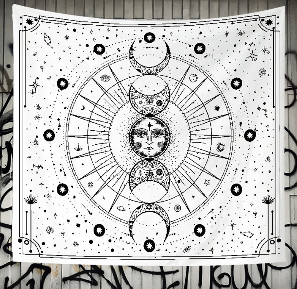 Star and Moon Embroidered Tapestry