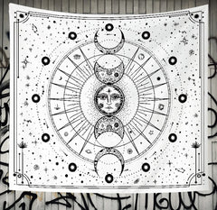 Star and Moon Embroidered Tapestry