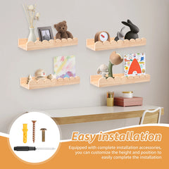 Scalloped Wood Wall Storage Shelf Set