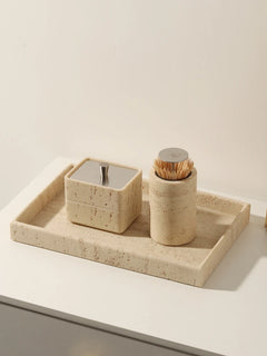 Travertine Bathroom Tray Set