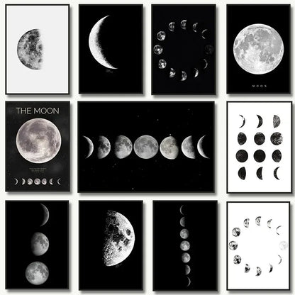 Moon Phase Canvas Wall Art Prints
