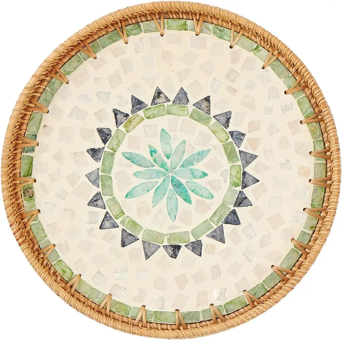 Round Rattan Serving Tray