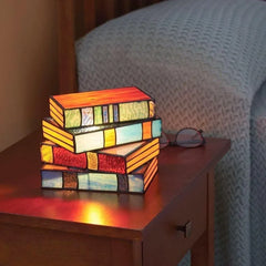 Stacked Books Stained Glass Lamp